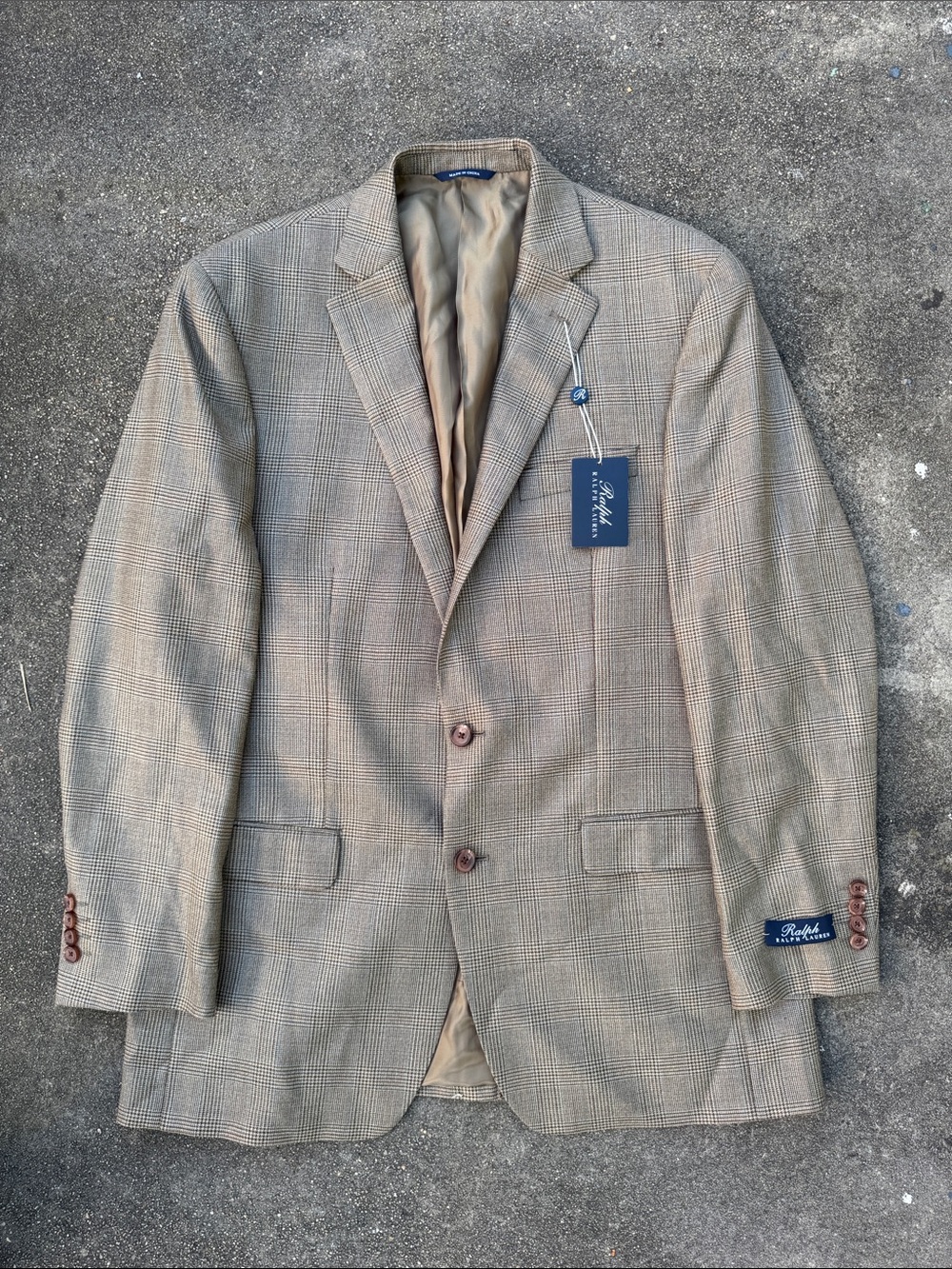 NWT Ralph Lauren Blue Label Tan Glen Plaid Sport Coat Blazer 42L